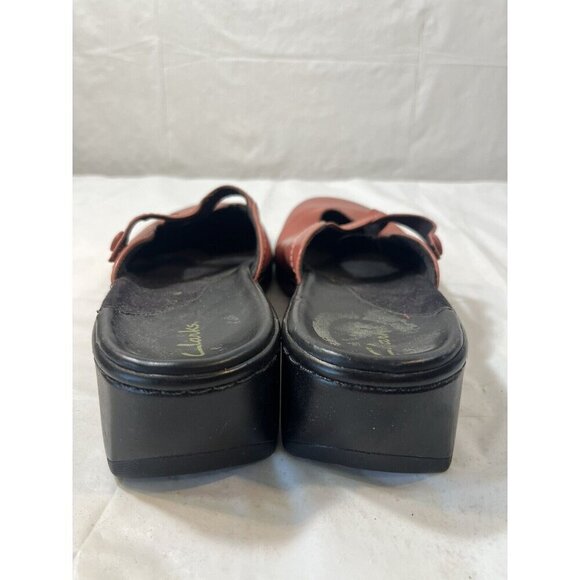 Clarks Womens  mauve Leather Heel Clogs Mule Shoes  size 11 - Picture 6 of 12
